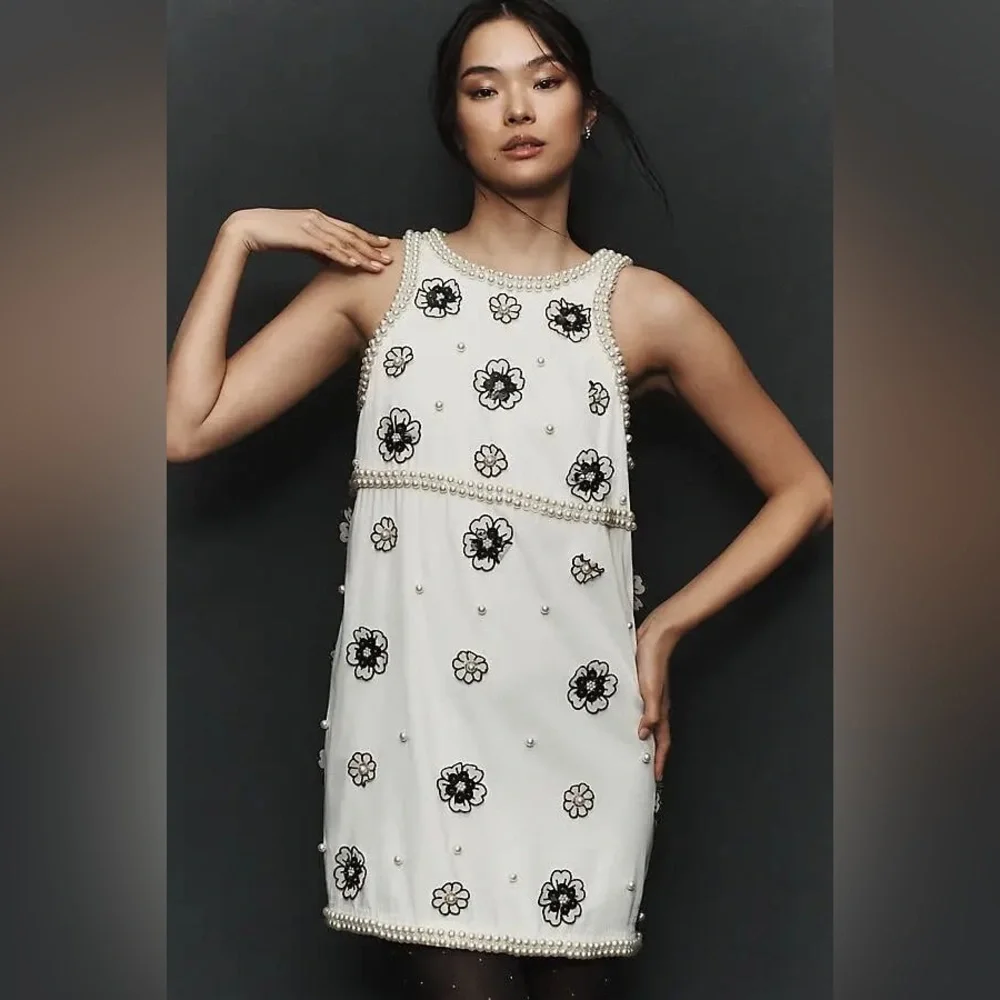 Maeve Dress Womens Extra Small Floral Pearl Embellished‎ Sleeveless XS